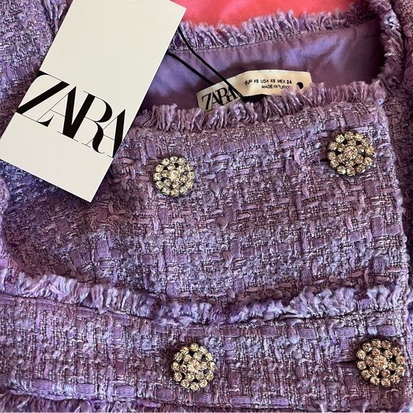 Zara purple tweed mini dress with crystal buttons 💜 - Picture 3 of 3
